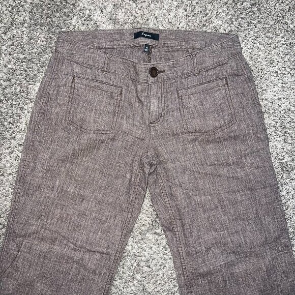 Vintage Express Y2K Brown Linen Blend Wide Leg Pants - Size 10 - Picture 4 of 6